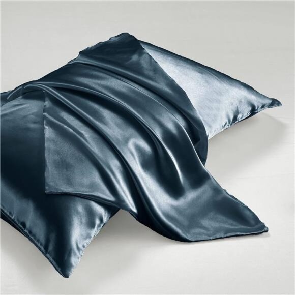 4Pcs Deep Sea Blue Silky Satin Sheets Twin Satin Sheets Set Silky Comforter - Picture 5 of 8